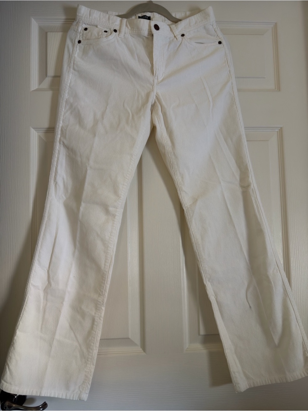 J. Crew White Corduroy Straight-Leg Pants